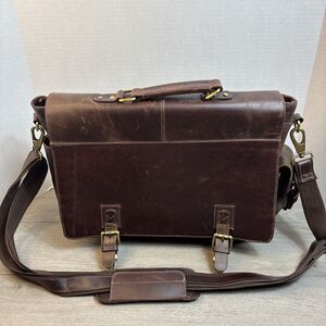Genuine Leather Messenger Business Laptop Shoulder Briefcase Handbag Brown